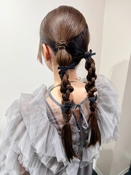 コアブラン 原宿 明治神宮前(CORE blanc) 結婚式ヘアセット/編み下ろし/ツイン編み下ろし/ヘアセット