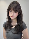 韓国顔周り/ハイレイヤーカット/ミディアムレイヤーカット/原宿