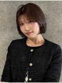 シースルーバング ナチュラルブラウン 丸みボブ 髪質改善 20代