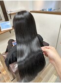 大人ブラック/艶カラー/ロングヘア/モテロング/30代/40代