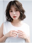 ◯波ウェーブパーマくるくるパーマ流し前髪ミニボブパーマデジパ