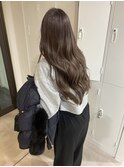 20代30代ブルーカラーグレージュ暗めカラー韓国レイヤーロング