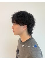 シュガー ヘアアンドネイル 仙台(SUGAR)&nbsp;メンズミディアムパーママッシュウルフカット波巻きスパイラル