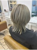 ハイトーン/グレージュ/ベージュ/ウルフカット/メンズライク