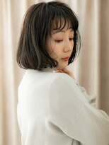 カバーヘア ブリス 志木南口駅前店(COVER HAIR bliss)&nbsp;黒髪ダークアッシュ前髪パーマワンカール小顔ボブX志木30代40代