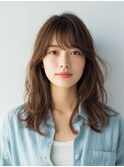 ミルクブラウン/ダークパープル/ナチュラルショート/夏/センター