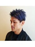 メンズツーブロック★ダブルカラー☆ダークサファイア