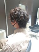 メンズウルフ×波巻きパーマ