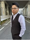 刈り上げツイストパーマ無造作アップバングビジネスメンズヘア