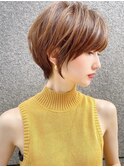 大人可愛いショート／ベージュカラー／前髪[熊本/上通/下通〕