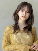 前髪あり/顔周りレイヤー/アッシュブラウン