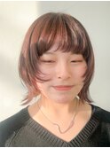顔まわりレイヤー/伸ばしかけボブ/ベージュブラウン