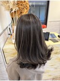 ハイライトバレイヤージュグラデーションカラー白髪ぼかし
