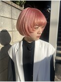 ピンクカラー/ミニボブ/ハイトーンボブ/レイヤーボブ