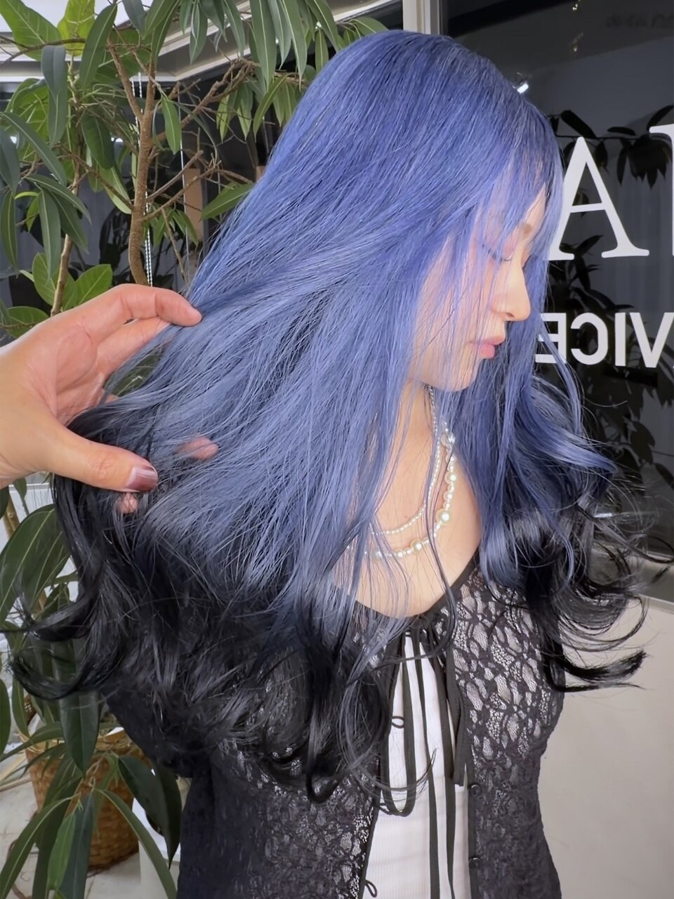 ダークパープルサイドクラゲヘアデザインカラーグレージュ：L290404080