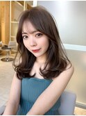 レイヤーワンカールヘア サイドバング 似合わせ顔まわり