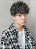 アッシュブラック/束感マッシュパーマ/刈り上げ/ツーブロック