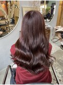 ピンクブラウンカラーレイヤーカットケアブリーチ韓国ヘア岡山