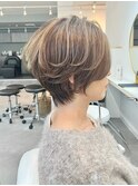 ◇大人可愛い20代30代40代50代前下がりショートボブ丸みショート