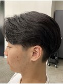 フェザーパーマ/グレーブルーカラー/刈り上げショートパンク