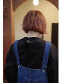 ミニボブ切りっぱなしボブピンクベージュケアブリーチ髪質改善