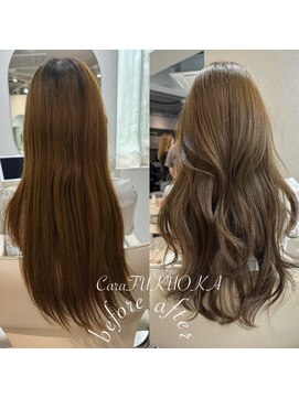 カラフクオカ 薬院駅前(Cara FUKUOKA) オリーブベージュ&レイヤーカット《福岡ブリーチなしカラー★》
