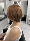 小顔ひし形 レイヤーカット 透明感カラー