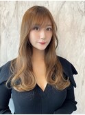 ショコラベージュのロングヘア/モテヘア/韓国ヘア/ワンホンヘア