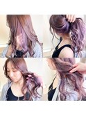 美髪セクションカラーセミロンググラデーションカラーラベンダー