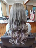 エクステロング　シルバー系に薄紫メッシュ