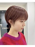切りっぱなしボブエアリーロング美髪ピンクブラウン