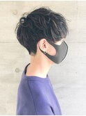 波巻きパーマツーブロックマッシュハイライト