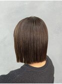 切りっぱなしボブ×ファッションカラー白髪染め×マロンブラウン