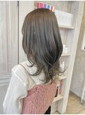 福山市Caaryシルキーグレージュふんわりロングレイヤースタイル