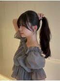 顔周りレイヤーカット/くびれヘア/夏のヘアアレンジ