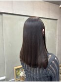 くびれヘア/暗めカラー/アプリコットオレンジ/縮毛矯正