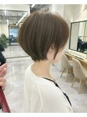 大人可愛い20代30代40代黒髪前下がりショートボブ丸みショート◎