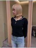 [金沢/ボブ/韓国/レイヤーカット/ブリーチなしダブルカラー]