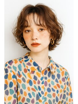 品のある柔らかウェーブパーマボブ