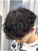 波巻きシャドウパーマラウンドマッシュ