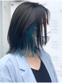 《久場川 俊》外ハネ×内巻きレイヤーボブ/インナーブルー