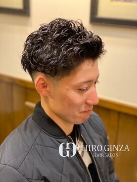 ヒロギンザ 上野店(HIRO GINZA) メンズパーマ 七三ツーブロックビジネスショートヘア