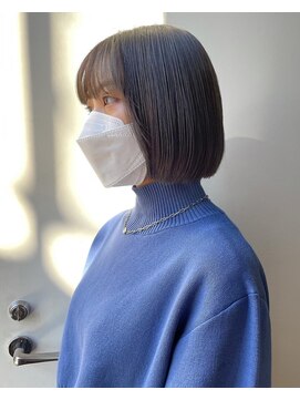 ナインスフロア(9NINTH FLOOR) 切りっぱなしボブ/大人可愛い内巻きボブ/ナチュラルカラー/前髪