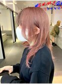 ダブルカラーピンクベージュケアブリーチハイトーン髪質改善