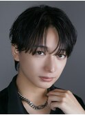 ラウンドマッシュコンマバングシースルーダウンパーマナチュラル