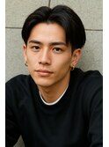 ブルーブラック 刈り上げショート　フェザーパーマ rk