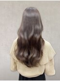 大人可愛いブリーチなしラベンダーグレージュカラーふわミディ