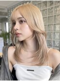 渋谷ミルクティーベージュハイトーンカラーヘーゼルベージュ30代