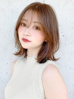 小顔前髪Aラインボブイヤリングカラーかきあげマロンベージュ♪