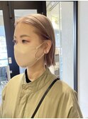 毛利/ 春 ケアブリーチ くすみピンクミルクティーベージュ ボブ